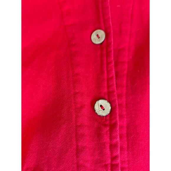 Womens Sea Breeze USA Medium Pre Shrunk Cotton Vest Button Up Red Pockets VTG - Picture 4 of 9